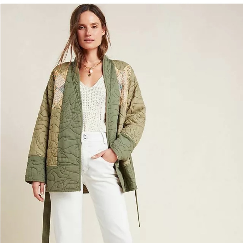 NWT Anthropologie Quilted Patchwork Kimono Cardigan Large